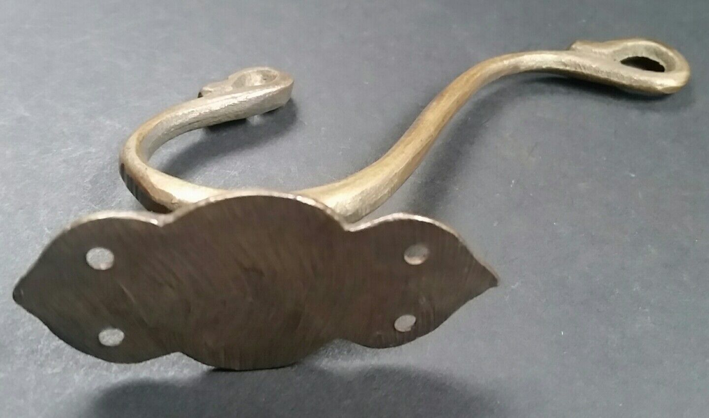 1 x Lg Solid Brass Vintage Antique Style Ornate Double Coat Hat Hooks 6" #C11