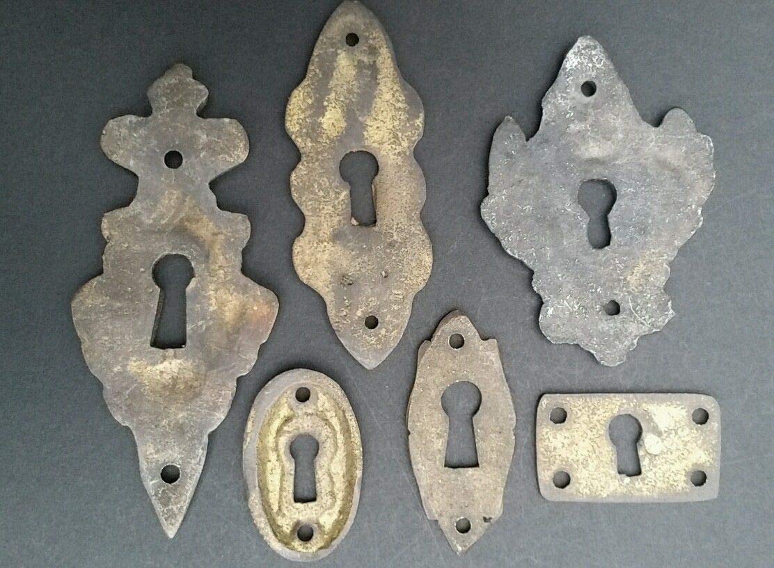 6 Various Antique Style Escutcheon Key Hole Covers Ornate 1-3" Solid Brass #E