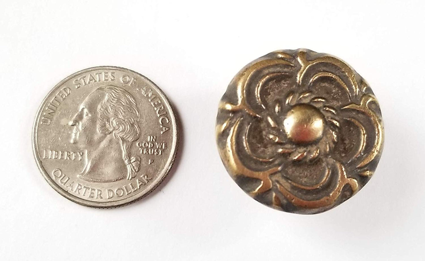 4 Antique Vintage Style French Provincial Brass Floral Knobs Pulls Handles #K19