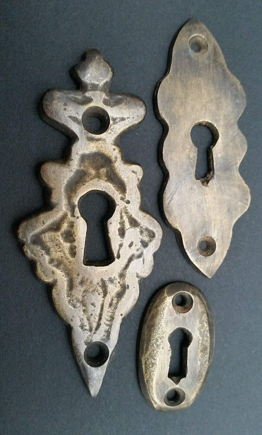 6 Various Antique Style Escutcheon Key Hole Covers Ornate 1-3" Solid Brass #E