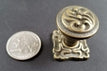 4 Ornate Antique Style, Art Nouveau,Solid Brass Knobs, Pulls Hardware w. 1" Back Plate and bolt #K5