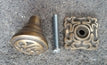 4 Ornate Antique Style, Art Nouveau,Solid Brass Knobs, Pulls Hardware w. 1" Back Plate and bolt #K5