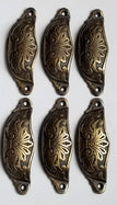 6 Ornate Apothecary Cabinet Drawer Cup Pull Handles Victorian Style 4 1/8" #A1