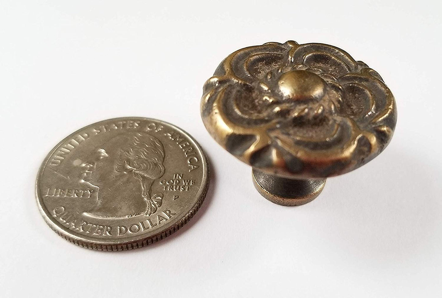 4 Antique Vintage Style French Provincial Brass Floral Knobs Pulls Handles #K19