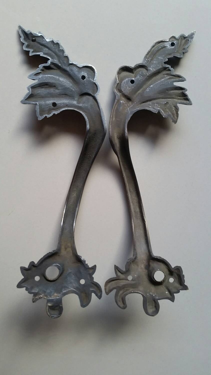 Pair (2) Large ,Louis XIV Rococo, French Provincial Door,Cabinet Handles, Solid Brass 8 1/2" #P6