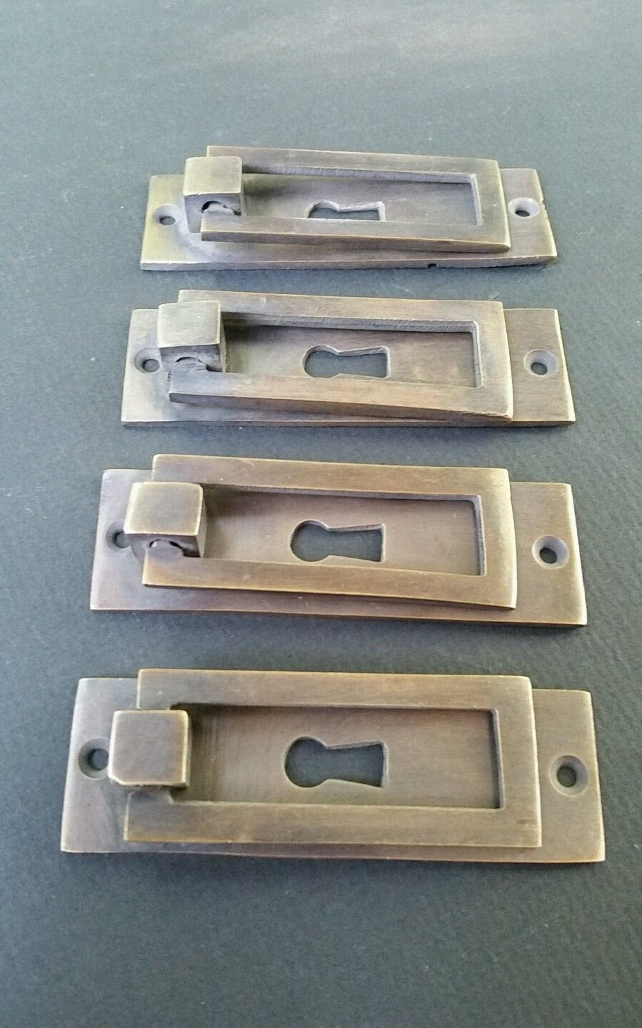 4 Arts and Crafts, Mission Style, Pull, Antique style escutcheon, Doors, Locks, Solid Brass#H32
