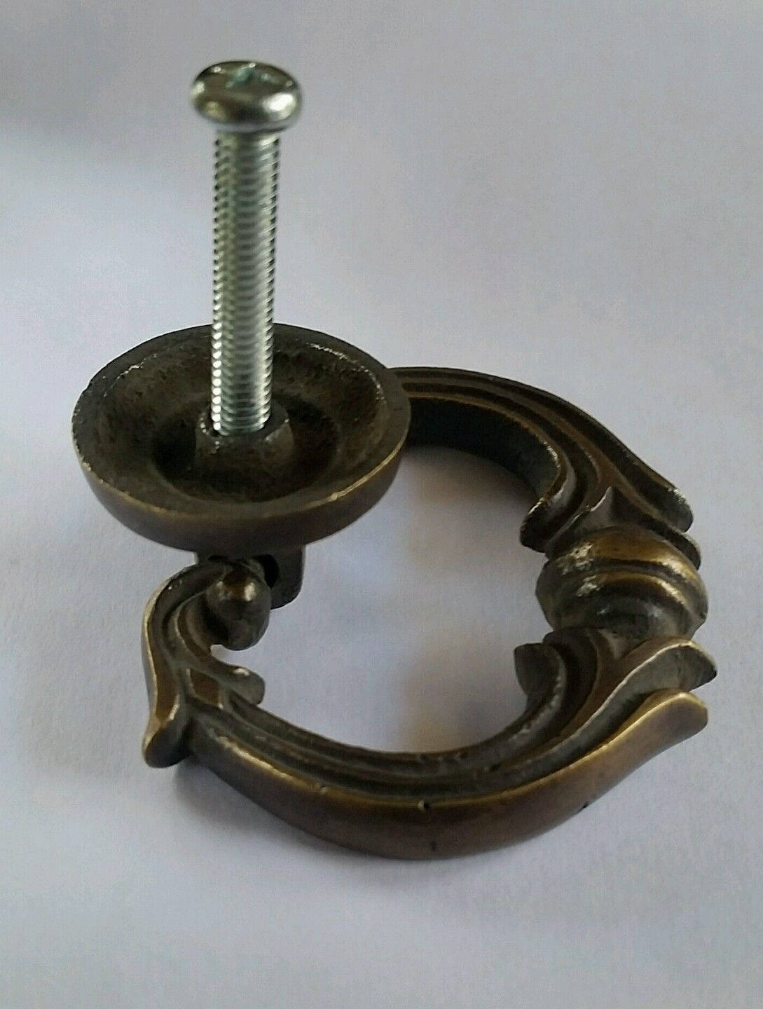 4 Ornate Handles Pulls w Detailed Drop Ring Antique Vintage Style 1 3/4" #H10