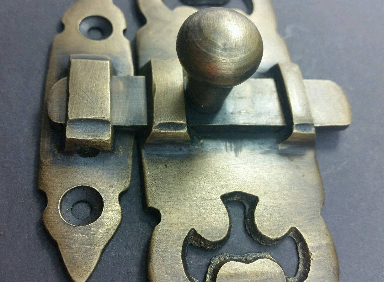 Ornate Antique Solid Brass Door Latch Lock Bolt Barn Gate Cabinet #X11