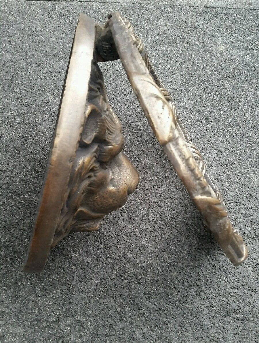 Unique,hand made,Large Solid Brass, Impressive, Lion Head Door Knocker 8" dia. weighs 4lb 14oz#D3