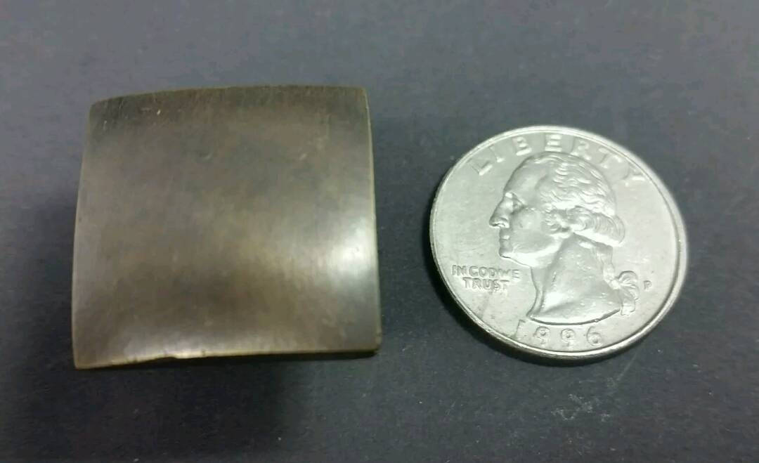 4 square Arts and Crafts Mission knobs pulls 7/8" solid tarnish brass #K8