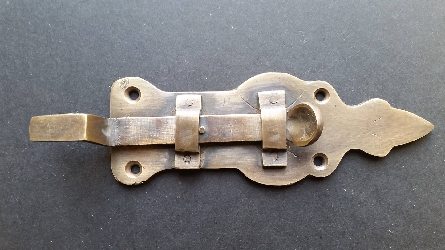 Solid Vintage Friction Slide Gate Door Latch Cabin Retro Brass Fitting Lock Hasp 4 3/4" #X6