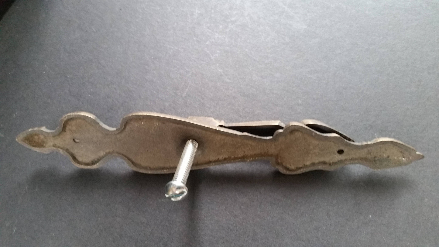 2 Handles, large decorative Brass teardrop pendant handles classic ornate design pulls #H19