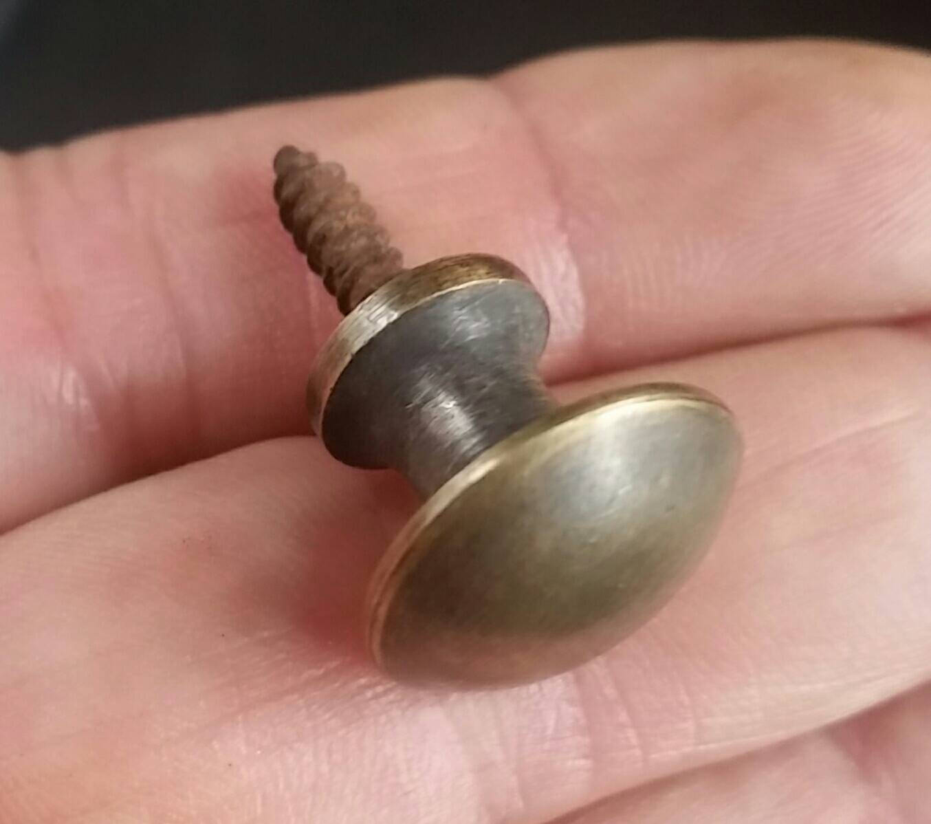 2 Antique Style Barrister Bookcase Small Knob Pull, Solid Tarnish Brass, Macey, Globe Wernicke #K2
