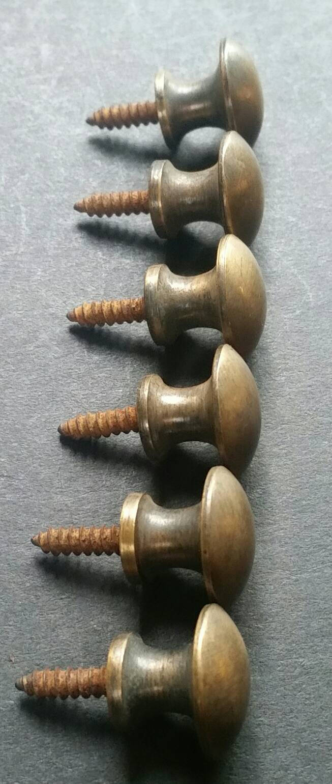 6 Vintage Antique Style Barrister Bookcase Round Solid Brass Knobs 5/8" dia. #K2