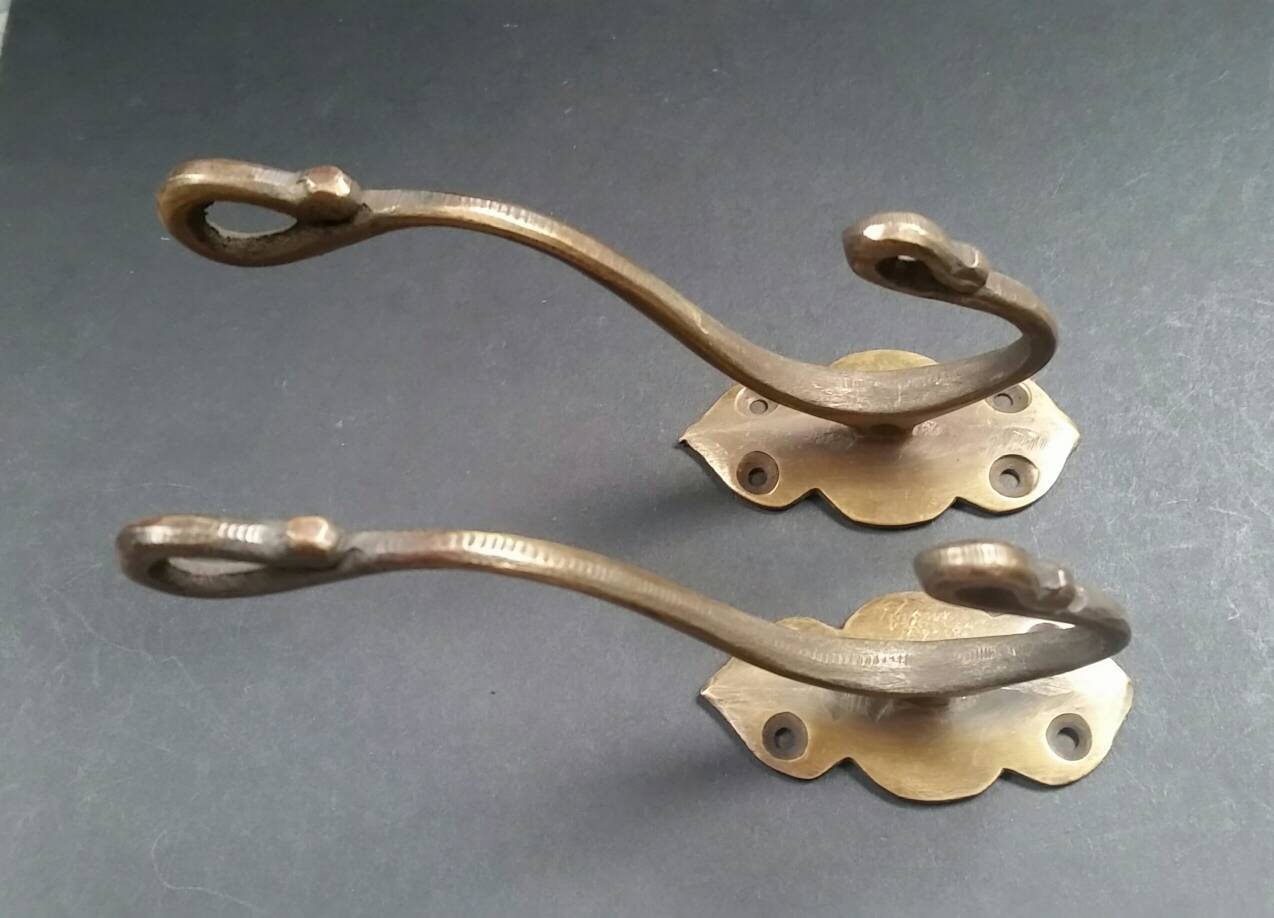 2 Large Art Nouveau Coat, Hat, Towel, Hall Tree Hooks,kitchen,bathroom 5 1/2" #C11