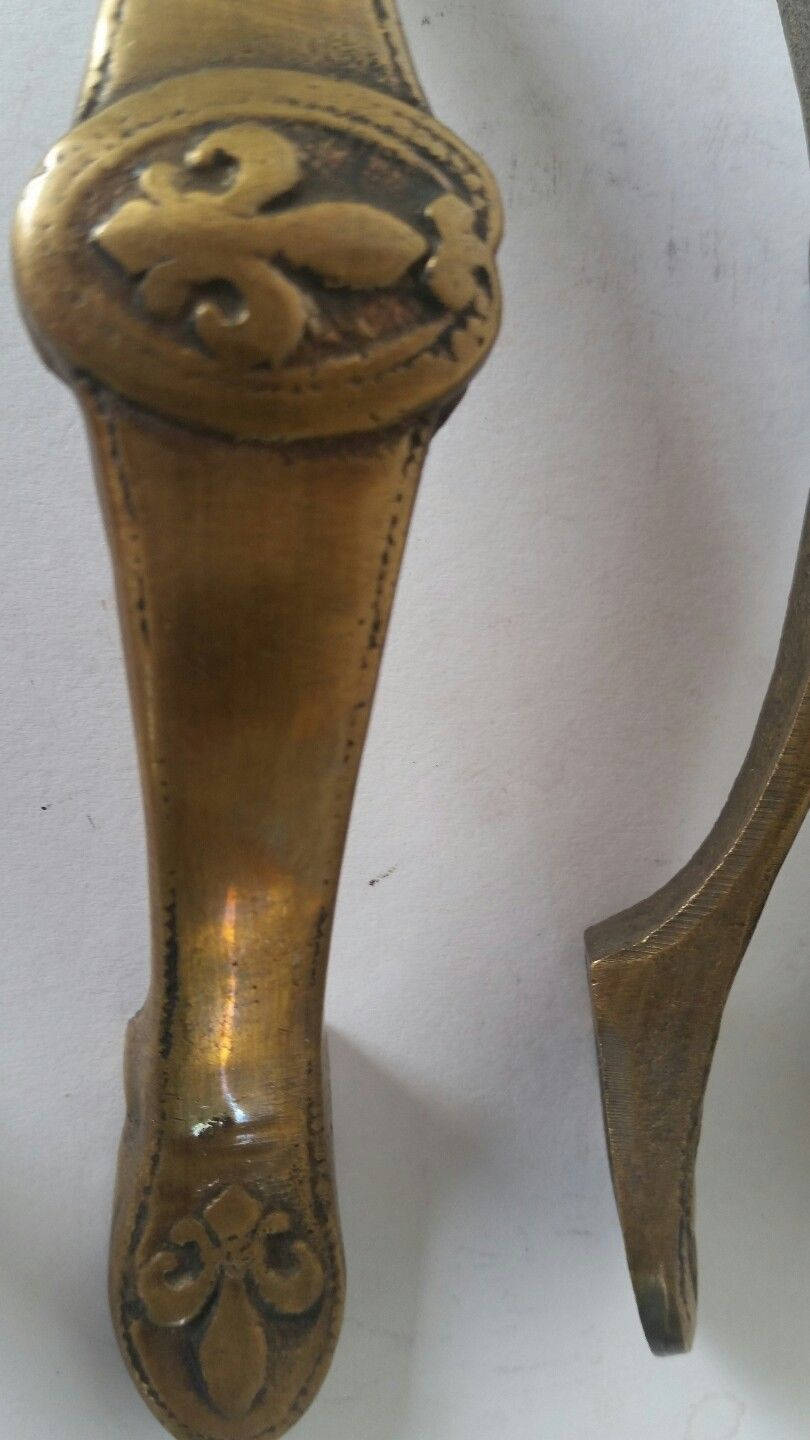 Set of Antique Style French Fleur de Lis solid brass handles, drawer pulls,hardware 5-5/8" long #P3