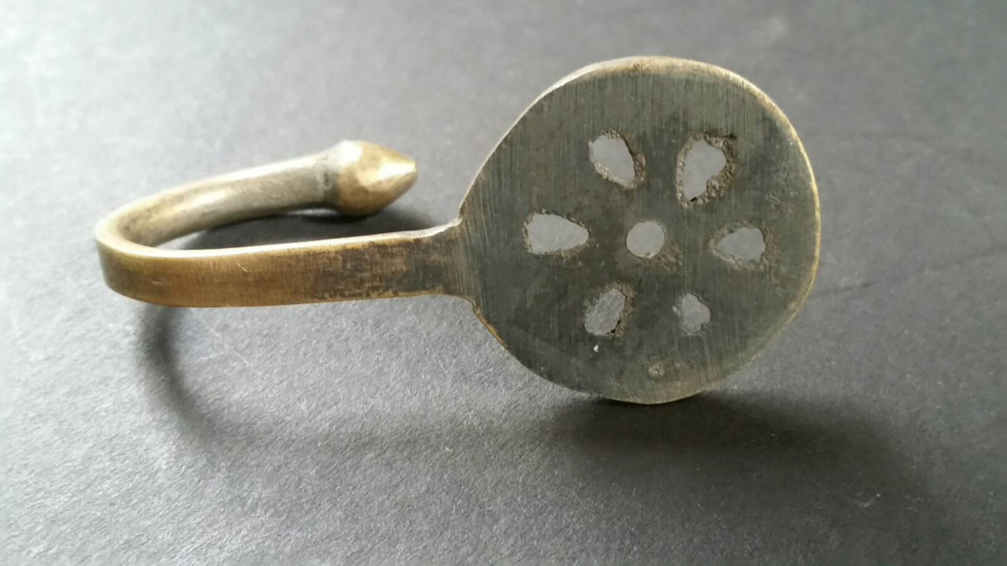 6 unique brass single Coat Towel Hooks Floral Daisy Ornate Backplate 2 3/8" long #C5