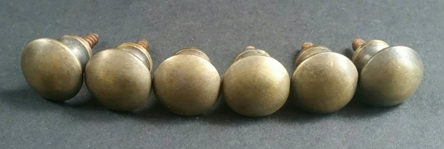 6 Vintage Antique Style Barrister Bookcase Round Solid Brass Knobs 5/8" dia. #K2