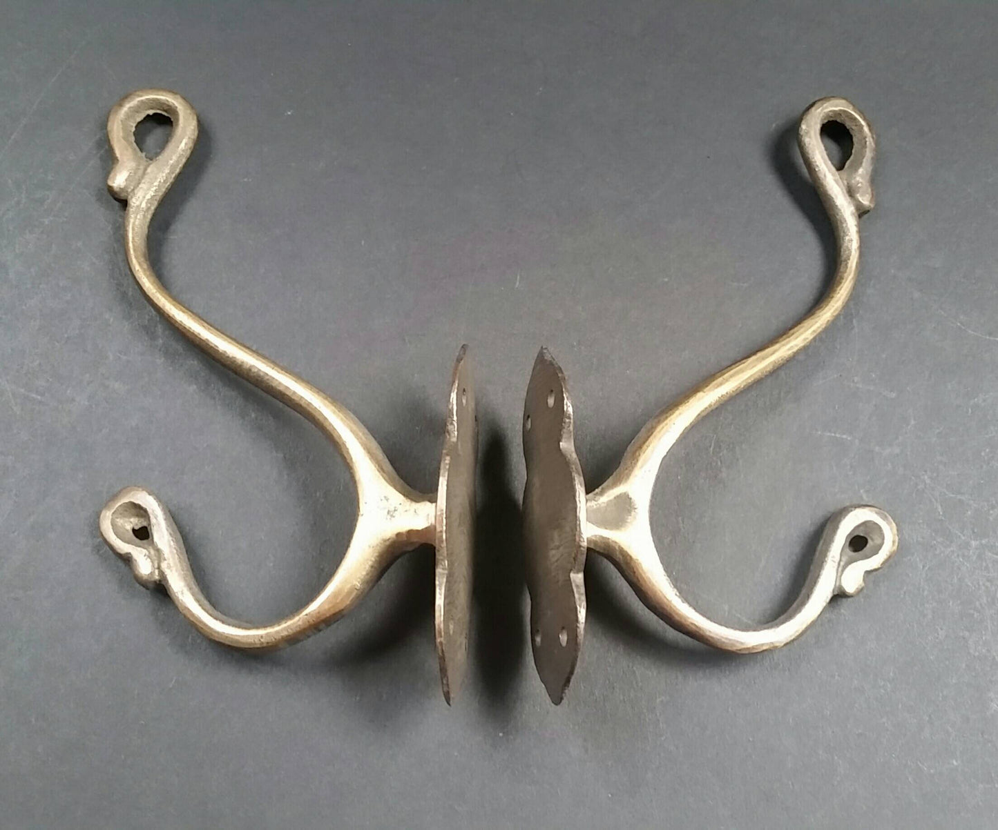 2 Large Art Nouveau Coat, Hat, Towel, Hall Tree Hooks,kitchen,bathroom 5 1/2" #C11