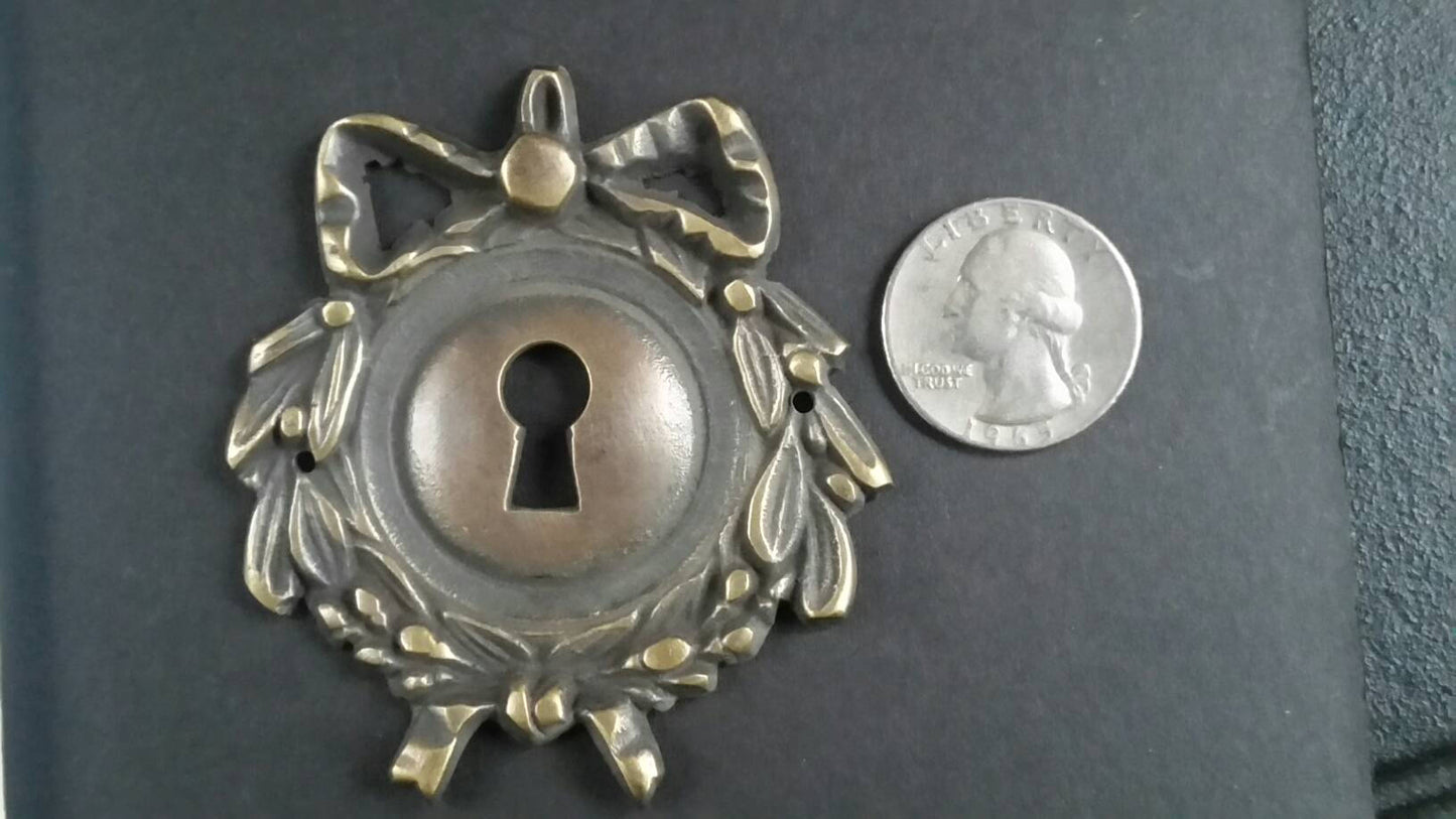 Set of French Brass Escutcheon, Keyhole Cover,Door,Lock, French Country, approx 2 1/2" dia. #E12