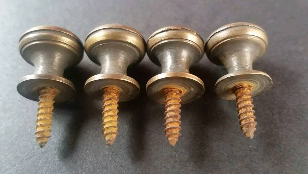 4 Solid Brass SMALL round knobs, Stacking Barrister Bookcase 1/2"dia Knobs drawer Pulls #K18