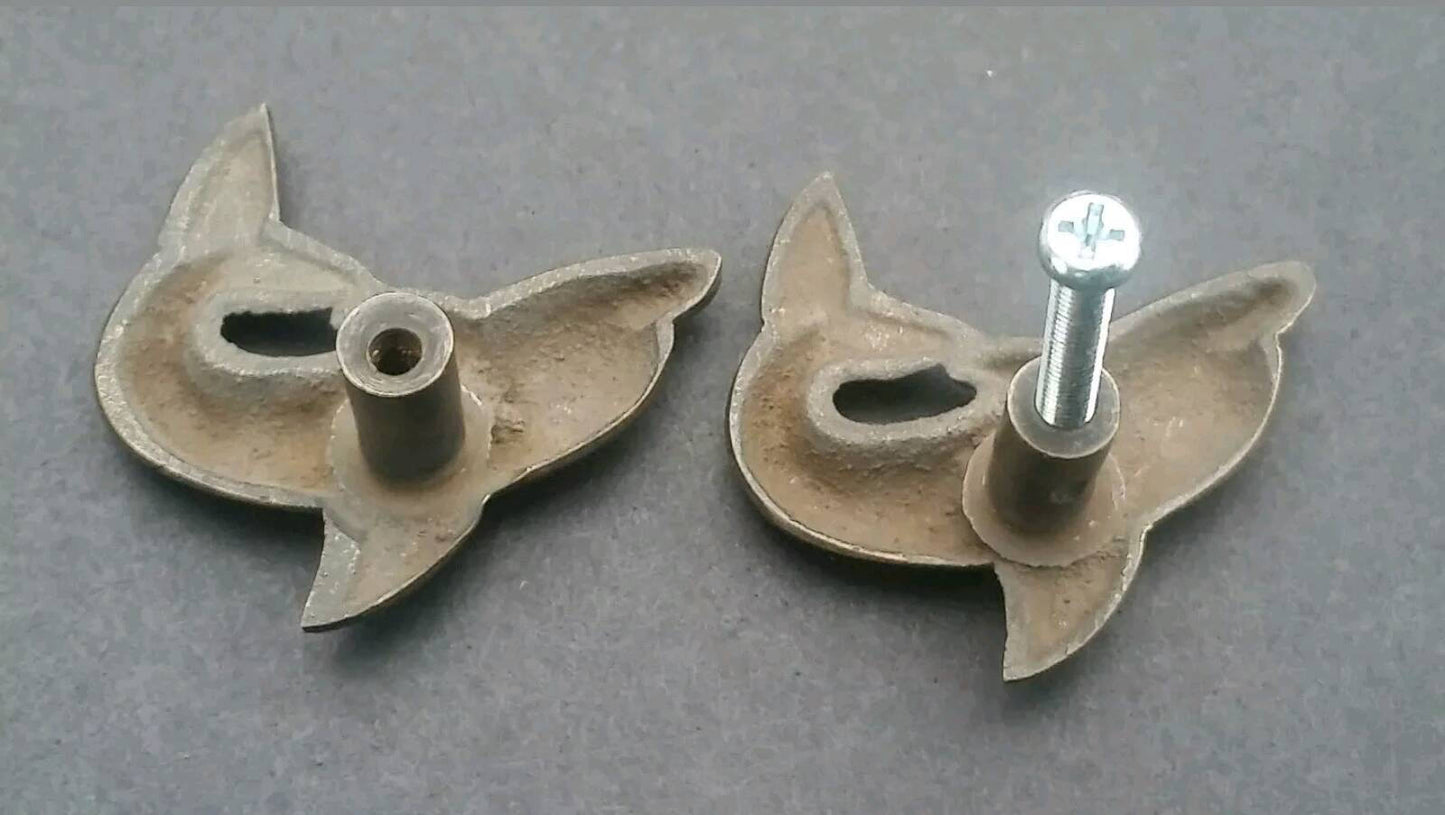2 Jumping Dolphin Brass Knobs Handles Pulls Ocean, Beach, Seaside, Nautical Hardware 1" x 2" #K16