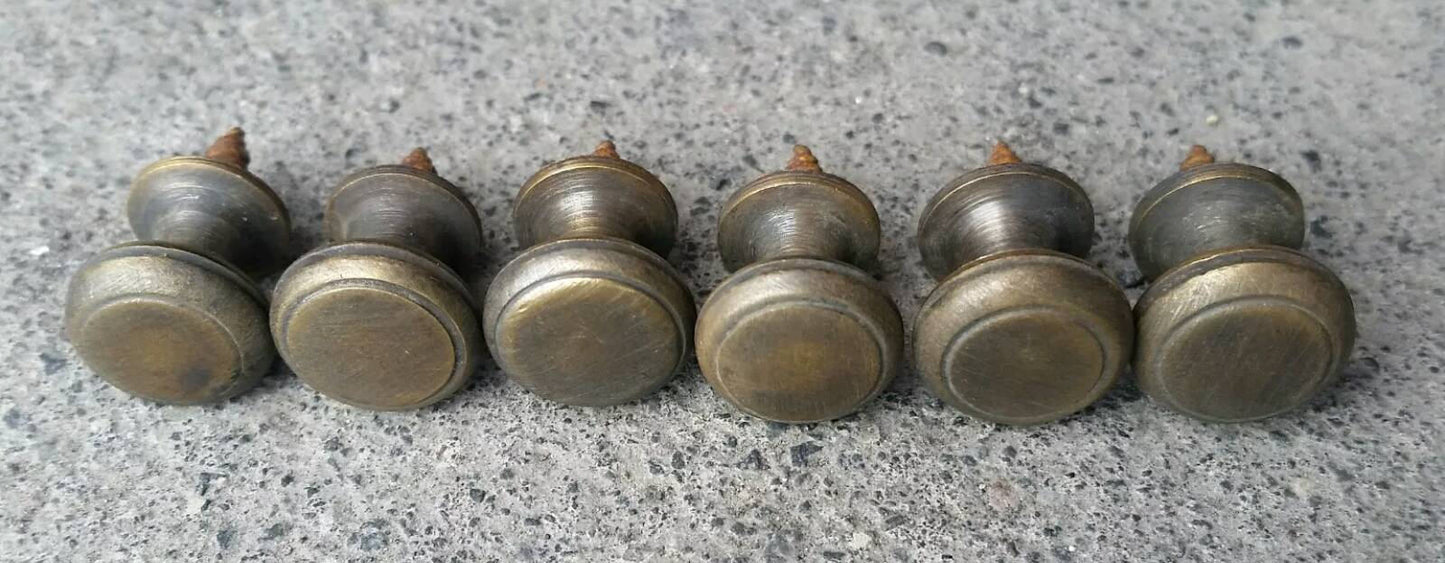 6 Solid Brass SMALL Stacking Barrister Bookcase 1/2"dia Knobs drawer Pulls #K18
