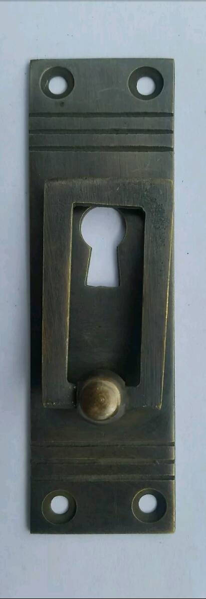 4 Arts and Crafts Mission Brass Handle ,Pulls in Antique Style w. Escutcheon key hole #H31