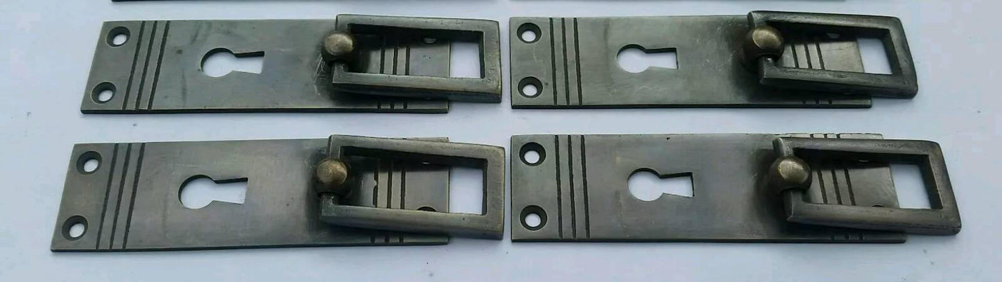 4 Arts and Crafts Mission Brass Handle ,Pulls in Antique Style w. Escutcheon key hole #H31