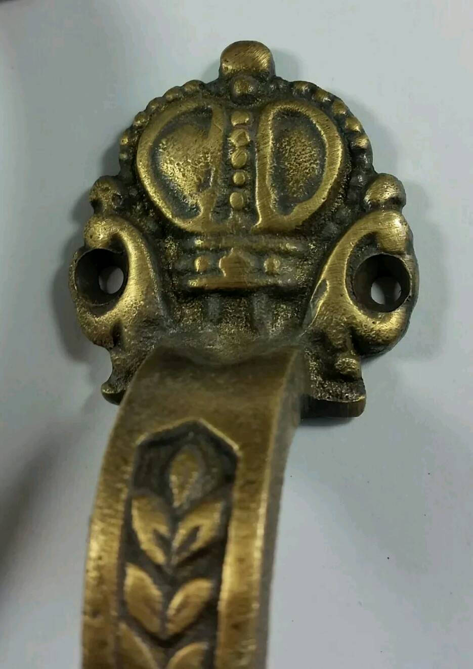 2 Solid Brass Antique Large Strong, Trunk, Door Handles 6-3/4" tall #P10