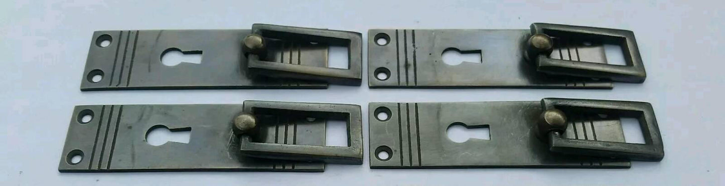 4 Arts and Crafts Mission Brass Handle ,Pulls in Antique Style w. Escutcheon key hole #H31