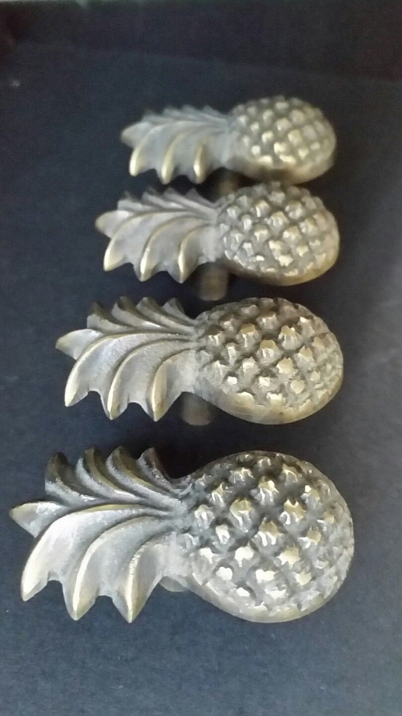 4 pieces, Solid Brass Handles, Tropical, PINEAPPLE, Cabinet, Kitchen, Gift, #K17