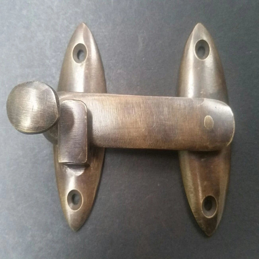 Vintage Style Cabin Cabinet Oval Door Window Latch Hook Solid Brass Hasp Toggle Lock #X22