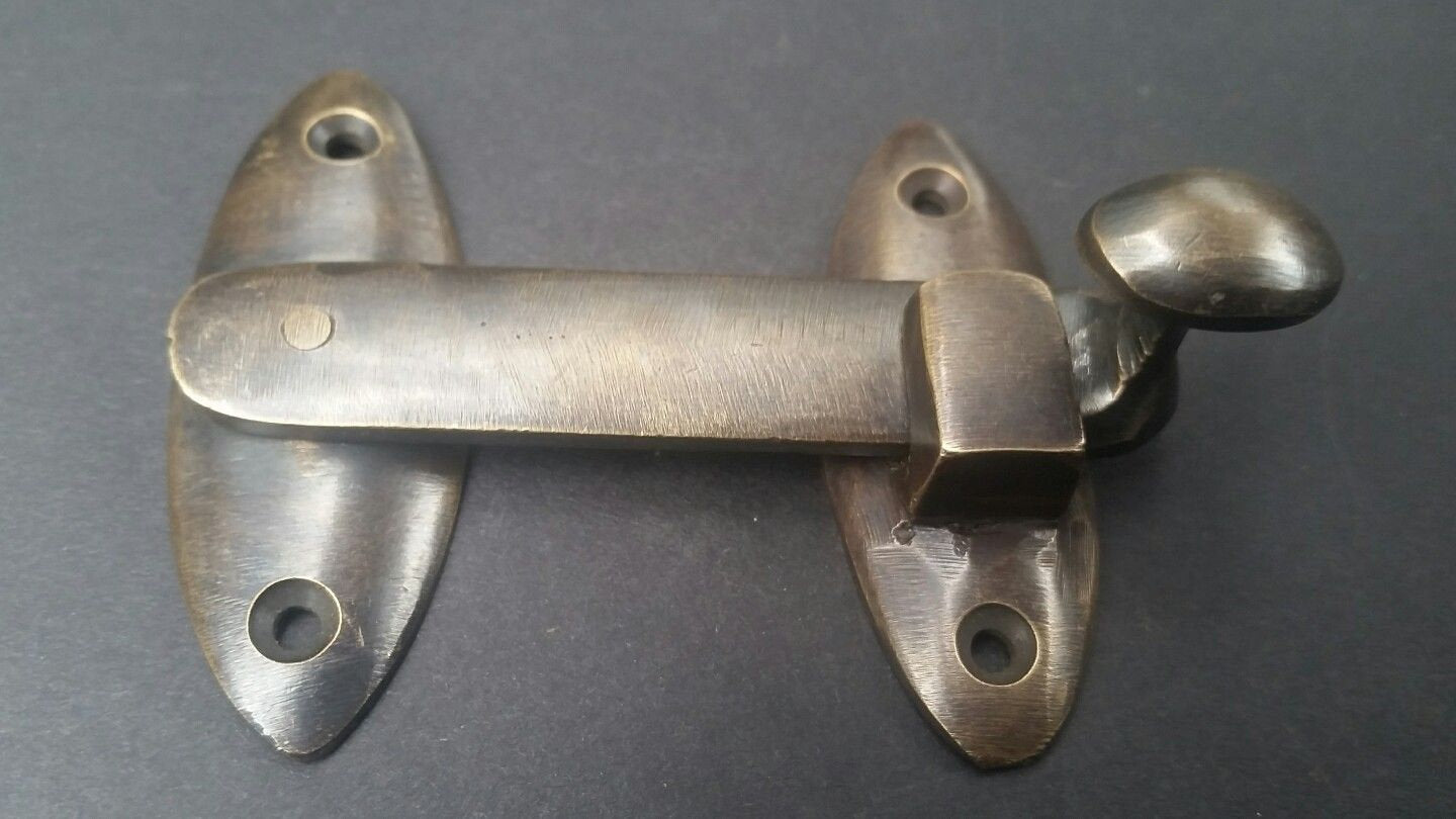 Vintage Style Cabin Cabinet Oval Door Window Latch Hook Solid Brass Hasp Toggle Lock #X22