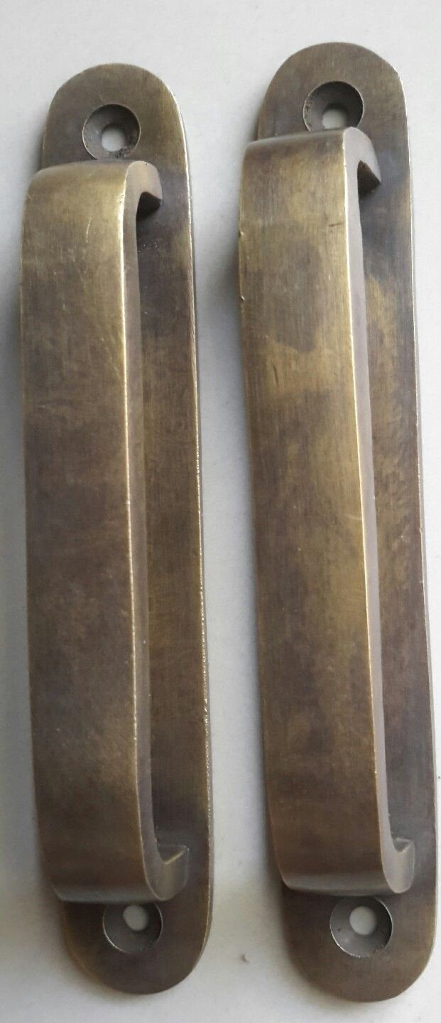 2 Antique Style Brass Trunk Handles strong for Travel Case, Cabinet, Tool Chest, Box #P14