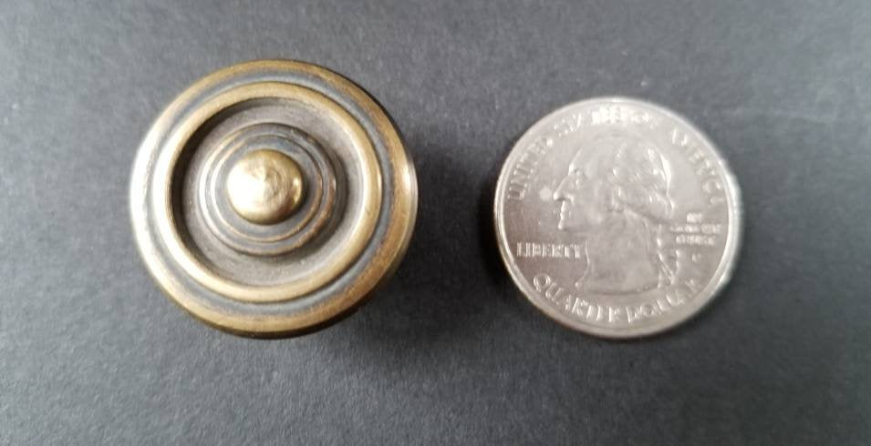 4 Ant. Vtg. Style Brass Simple Modern Round Knobs Handles Pulls 15/16"dia. #K20
