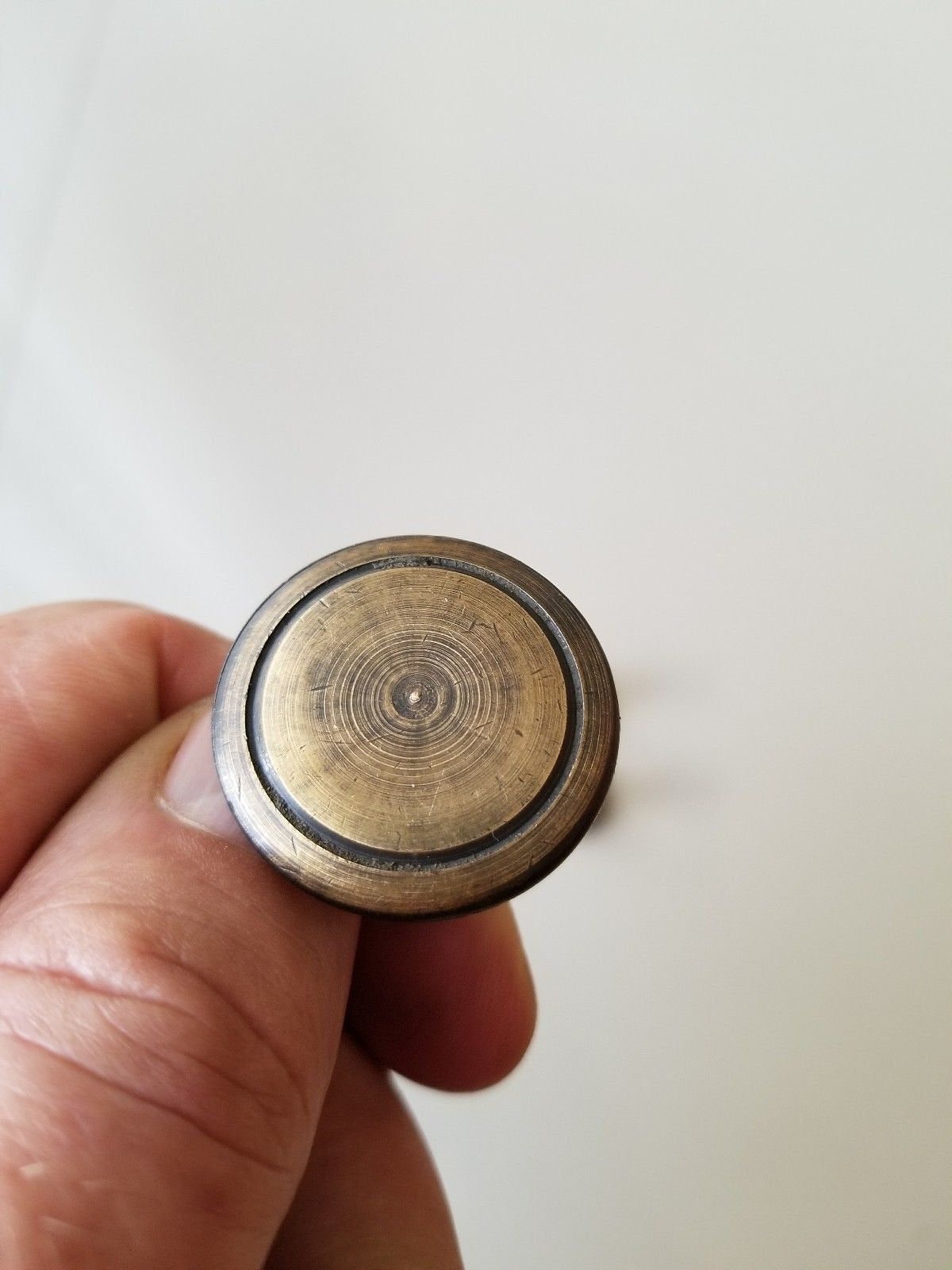 4 Antique Style Brass Cabinet Knobs Cupboard Drawer Round Pull Handle 1-3/16" dia. #K21