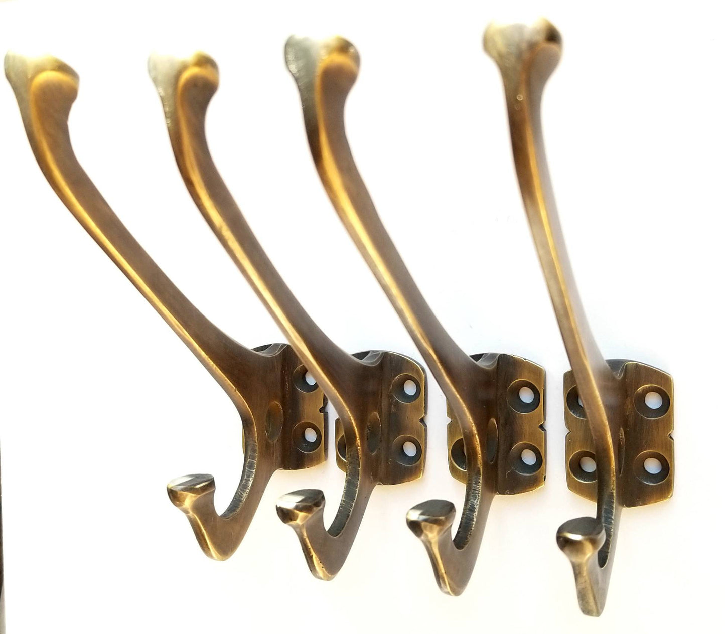 4 strong Arts and Crafts, Mission, Frank Lloyd Wright antique style coat hat towel double hooks #C7