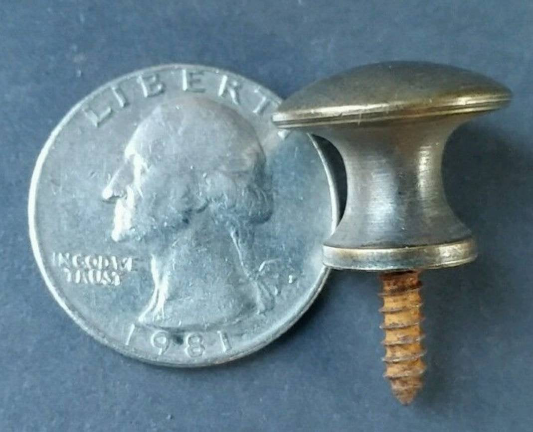 2 Antique Vintage Style Barrister Bookcase Knobs 3/4" dia. Solid Tarnished Brass #K1