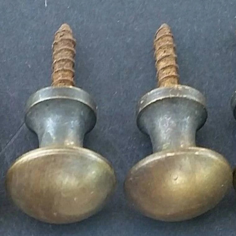 2 Antique Style Barrister Bookcase Small Knob Pull, Solid Tarnish Brass, Macey, Globe Wernicke #K2