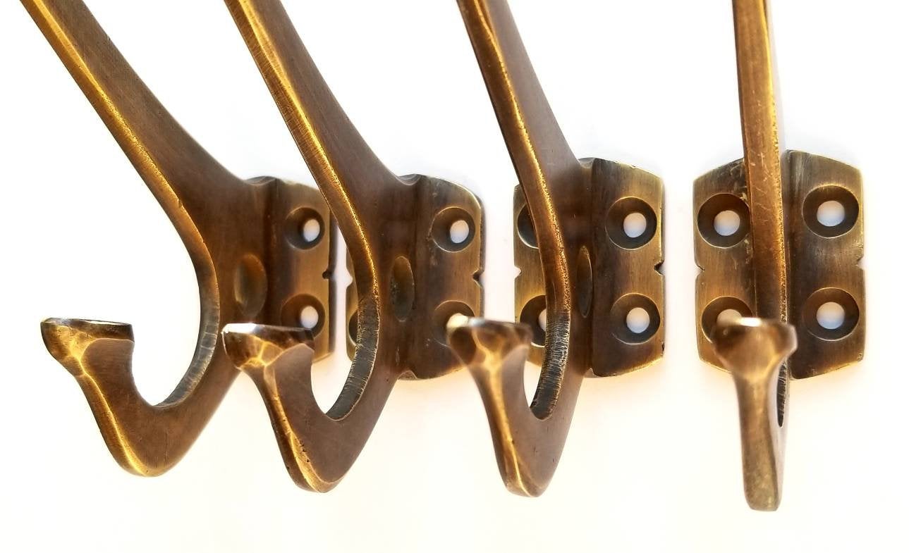 4 strong Arts and Crafts, Mission, Frank Lloyd Wright antique style coat hat towel double hooks #C7