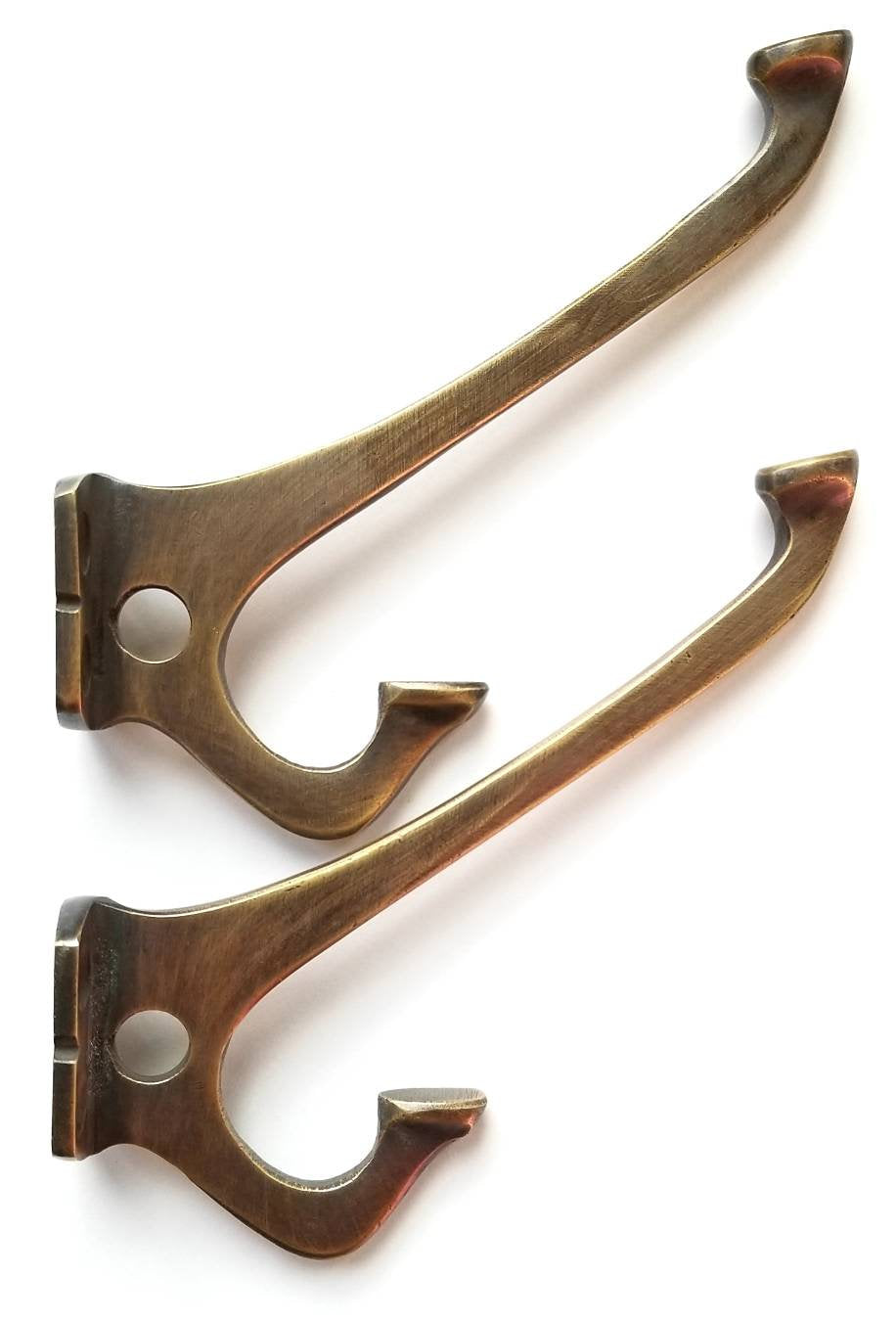 2 strong Arts and Crafts, Mission, Frank Lloyd Wright antique style coat hat towel double hooks #C7