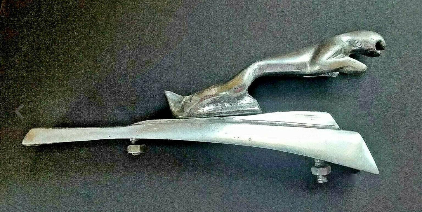Leaping Jaguar Car Bike Front Cover Aluminum Hood Ornament Badge Emblem 6-3/4"
