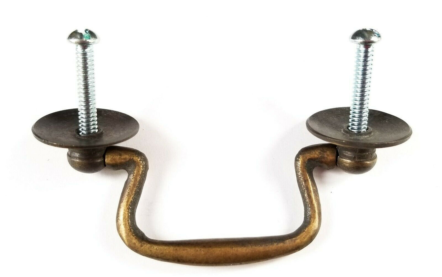 2 Antique Style Brass Swan Neck Bail Pull Drawer Cabinet Handles 2-3/4"cntr #H43