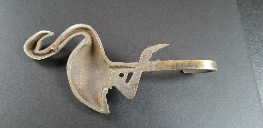 Flamingo Design ,Strong Solid Brass HOOK Hanger Brass Coat Hat Towel Hanger, decor 4-3/4"long #C22