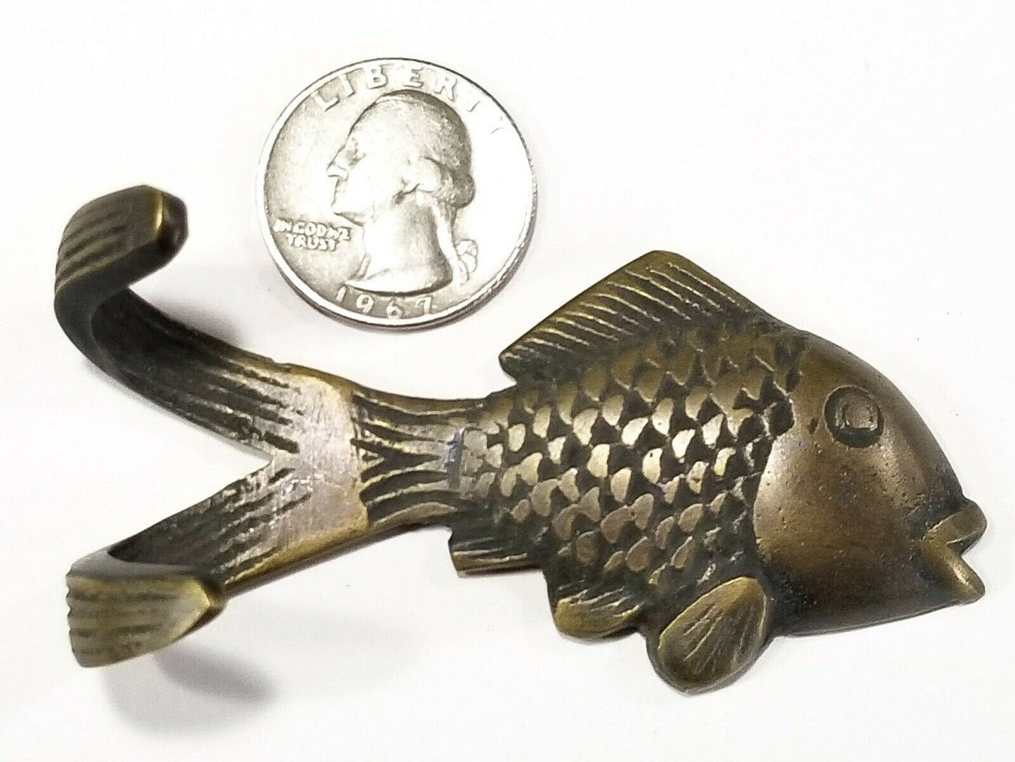 2 Vintage Style FISH HOOKS Solid Brass Coat Hat Towel Hanger, Gift Idea, Fishing, Fisherman 3" #C23