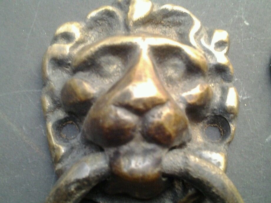 2 Antique Style Brass Lion Head Ring Pulls Handles, Knobs,Door Knockers#H13
