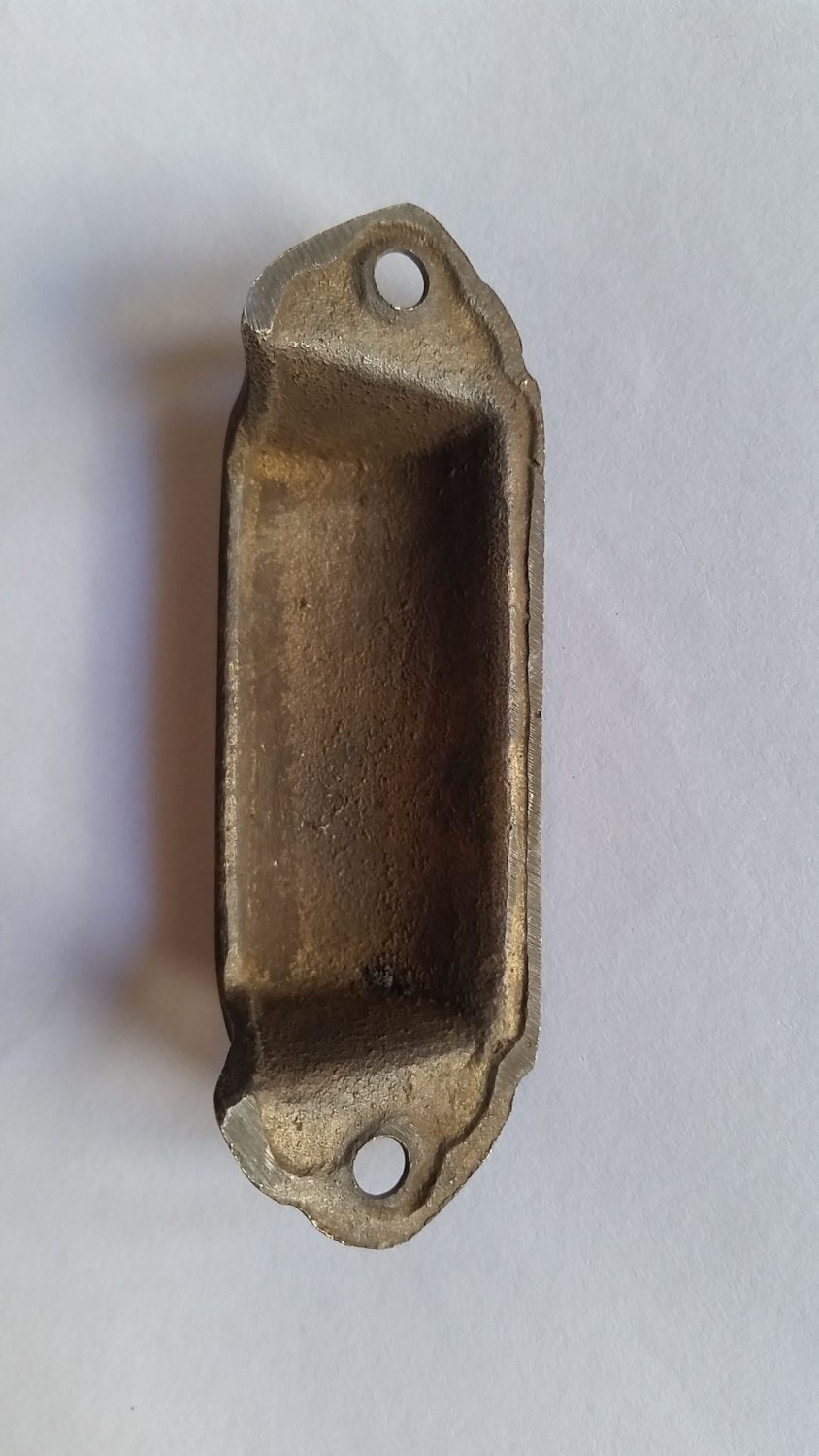 6 Antique Vintage style Brass File Cabinet, Bin Pull Handles, handmade, drawer cup#A8