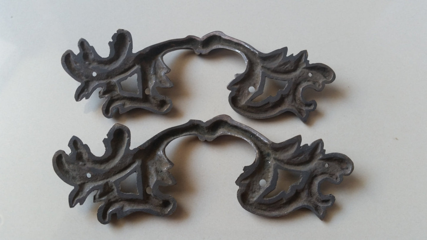 Antique Vintage Style French Provincial Country Solid Brass Ornate Handles Pulls 5-11/16" wide #P5