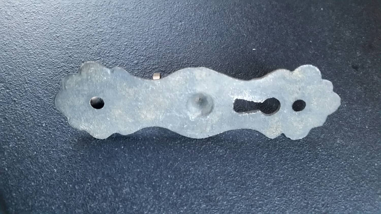 6 Handles with Teardrop Pendant Pulls and Escutcheon Key Holes, Cabinet, Solid Brass 3 3/4" long #H1